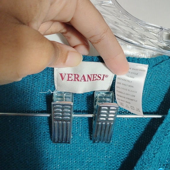 Plus Size Veranesi Teal Women's Sweater - Picture 8 of 11